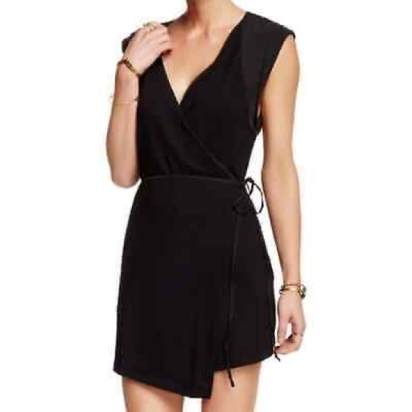 Free People “Lindsey” Wrap Mixed Media Mini Dress – Size S Petite - Picture 11 of 12